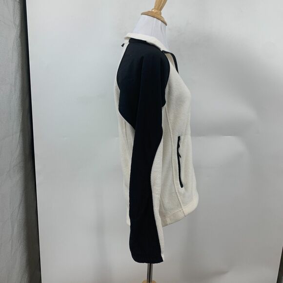 Columbia Full Zip Jacket Womens S Small Cream Colorblock Fleece Raglan Pockets - Picture 6 of 15